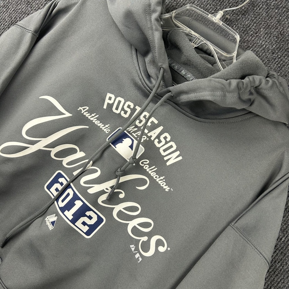 Majestic New York Yankees Therma Base Hoodie Sweatshirt 2012 Gray Large Baseball